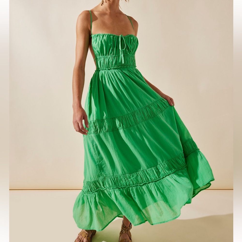 Free People Taking Sides Green Maxi Dress